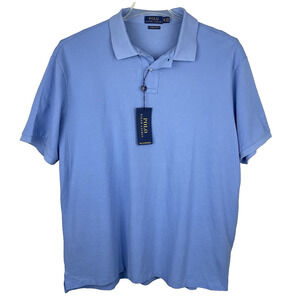 Polo Ralph Lauren Polo Shirt Men 2XL XXL Blue Custom Slim Fit Preppy Casual NEW